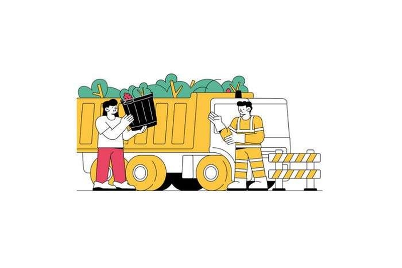 | Collecte de déchets végétaux en benne statique |