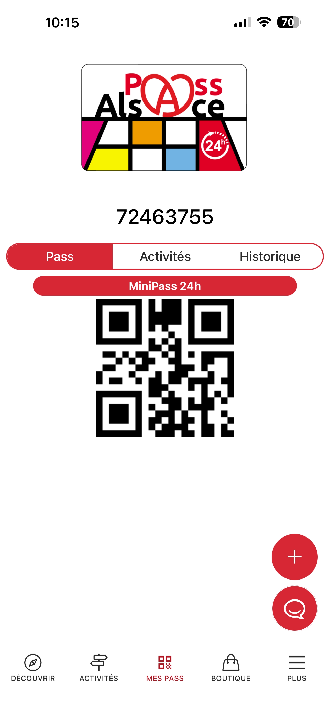 QR-Code des Passes in der Pass'Alsace-App