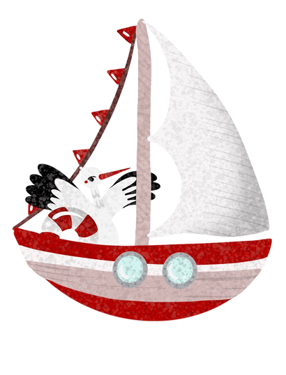 La cigogne mascotte du Pass'Alsace à bord d'un bateau Batorama