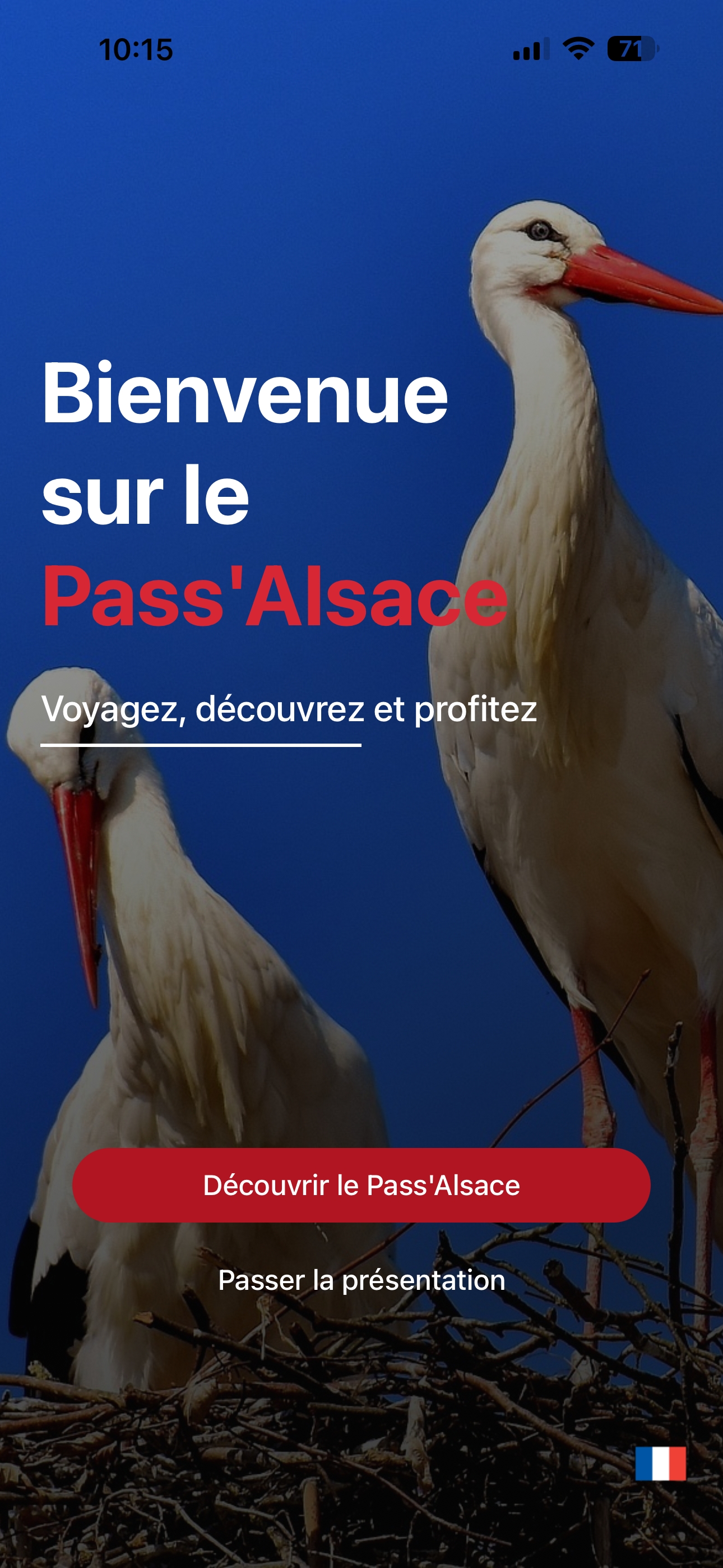 Startbildschirm der mobilen App Pass'Alsace