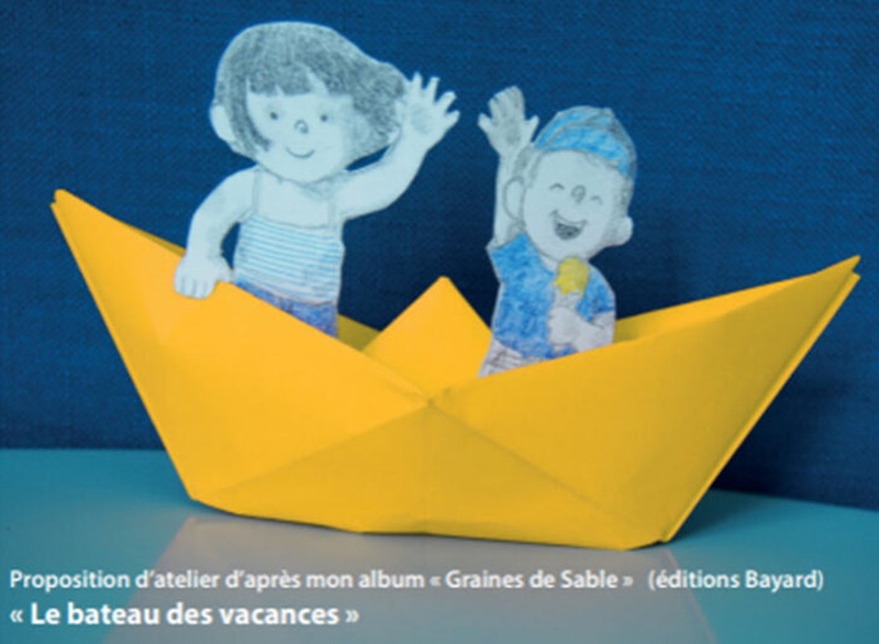 | Fabriquer un bateau en origami d'après l'album de Sybille Delacroix Graines de sables |